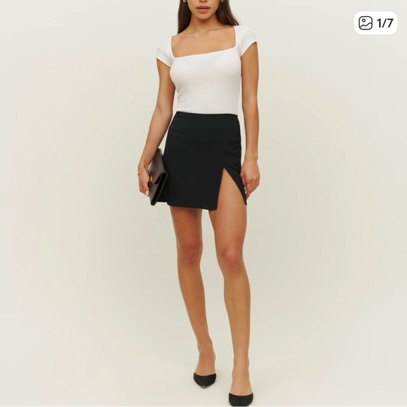 Reformation Dresses & Skirts - Reformation Black Mini Skirt with Side Slit